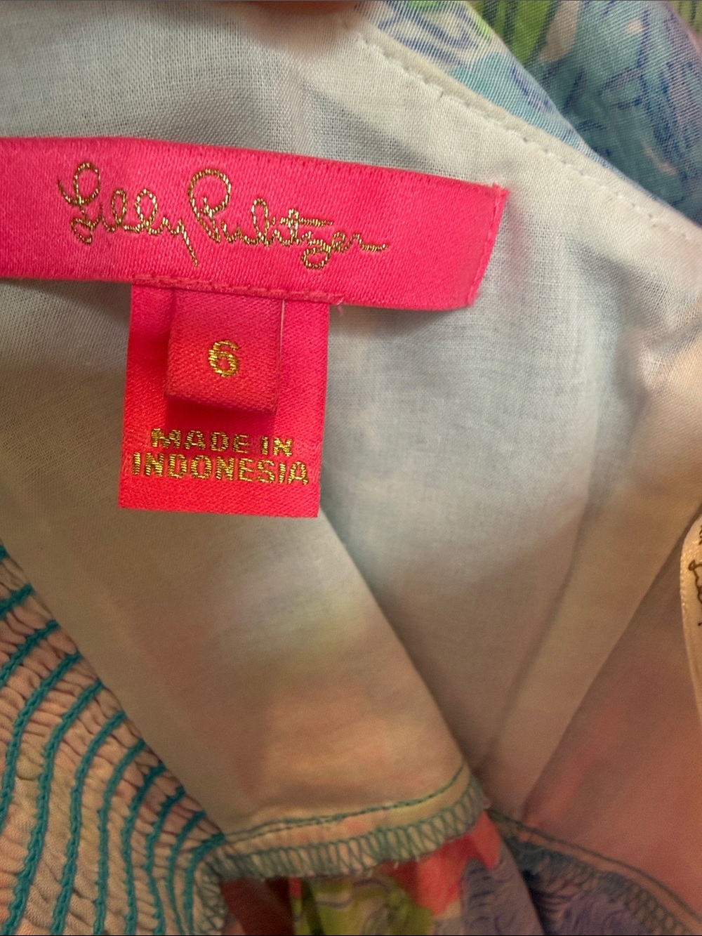 Lilly Pulitzer Pink & Blue Floral Puff-Sleeve Peplum Top - Picture 3 of 3